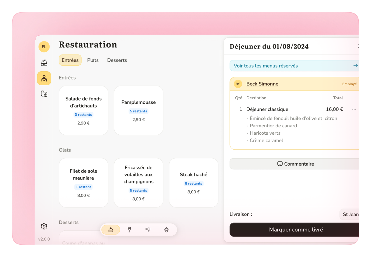 Écran d'encaissement du terminal de vente