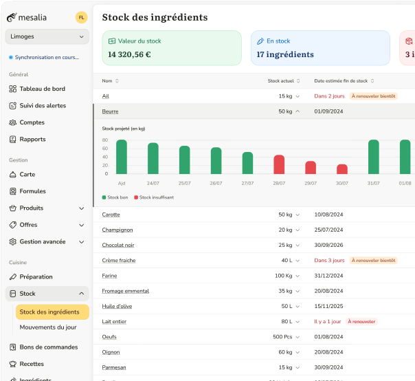 Suivi des stocks dans le logiciel de gestion Mesalia